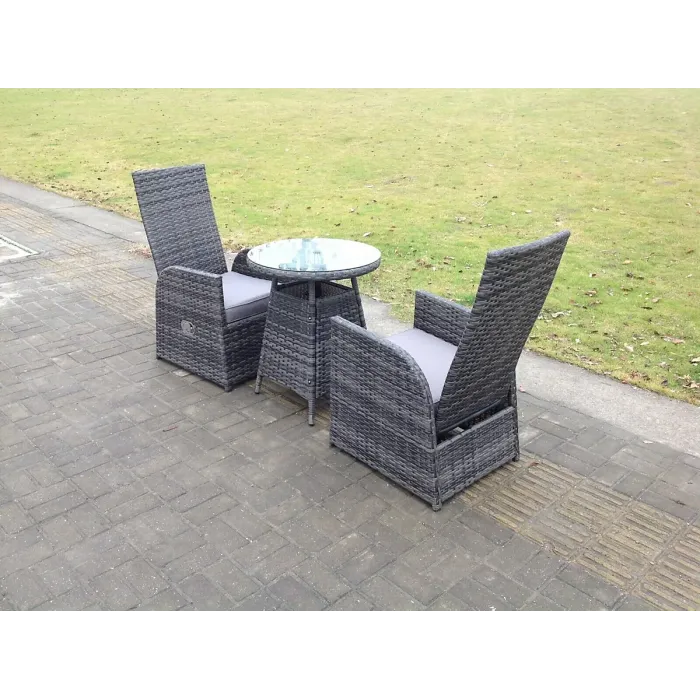 Fimous Outdoor PE Wicker Rattan Garden Furniture Reclining Chair And Table Sets Dining Sets 2 Seater Bistro Set