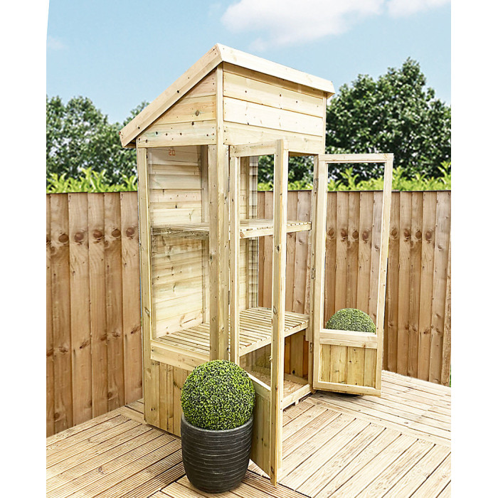3 x 2 Pressure Treated Wooden T&G Wooden Pent Mini Greenhouse (3' x 2' / 3ft x 2ft)
