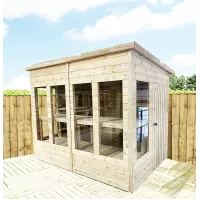 8 x 5 Pressure Treated Wooden T&G Pent Potting Greenhouse + Bench (8' x 5' / 8ft x 5ft)