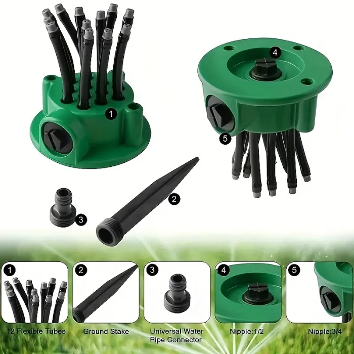 360-Degree Automatic Multi-Head Garden Sprinkler