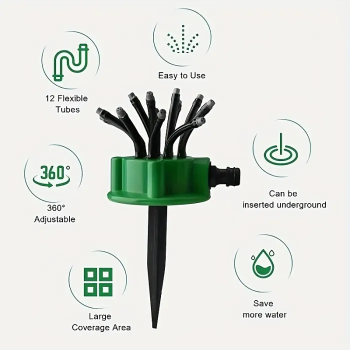 360-Degree Automatic Multi-Head Garden Sprinkler