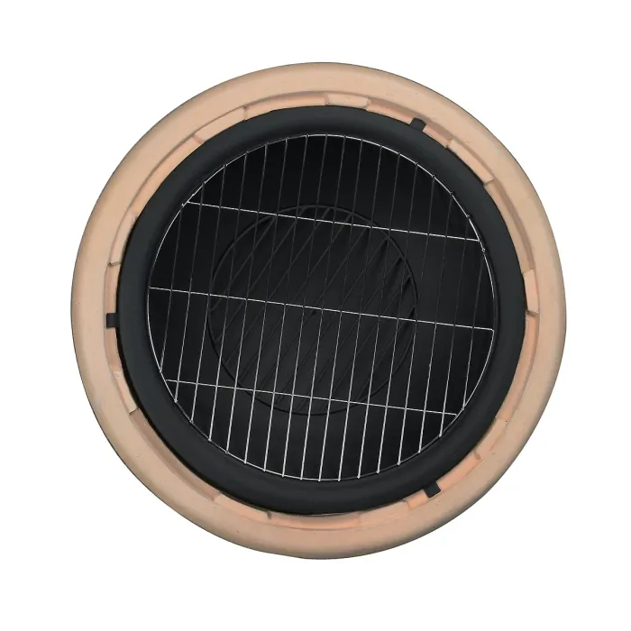 Teamson Home HR26303AA-S Sand Wood Burning Fire Pit inc Poker, Grill, Lid