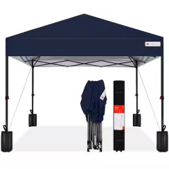 10 ft. x 10 ft. Blue Easy Setup Pop Up Canopy Instant Portable Tent with 1-Button Push and Carry Case