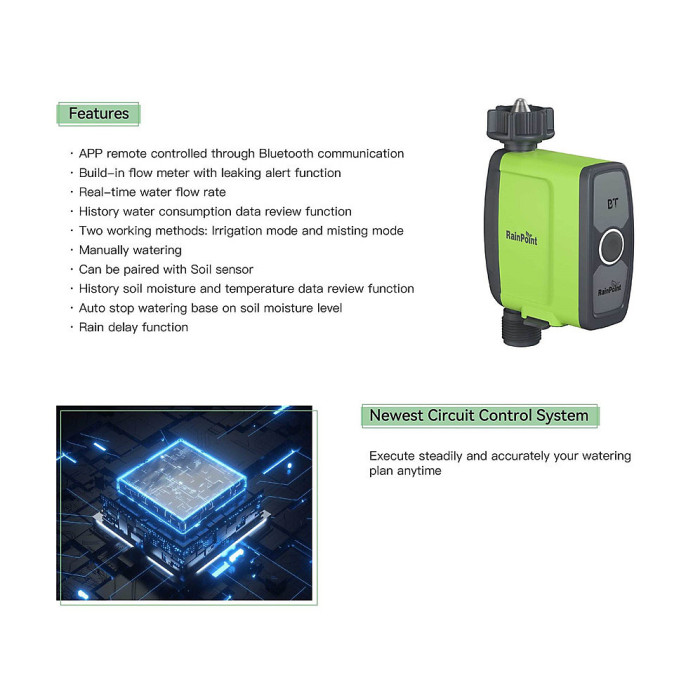 WiFi Water Timer, Brass Inlet, 6 Schedules, Smart Irrigation Sprinkler Hose Timer for Garden, APP/Voice Remote Control, Weather