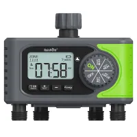 4-Outlet Water Timer with Brass Inlet, 4 Zone Programmable Automatic Irrigation Hose Sprinkler Timer