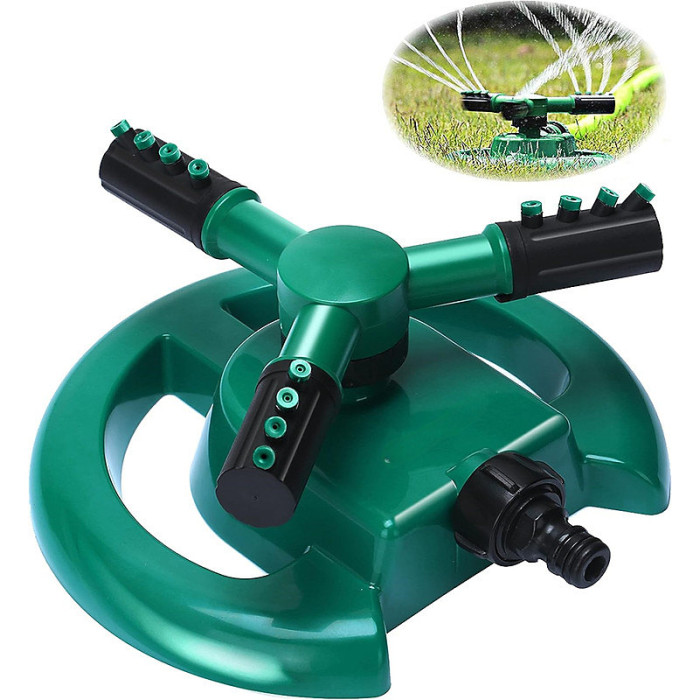 Garden Sprinkler Automatic Lawn Water Sprinkler 360 Degree 3 Arm Rotating Sprinklers System