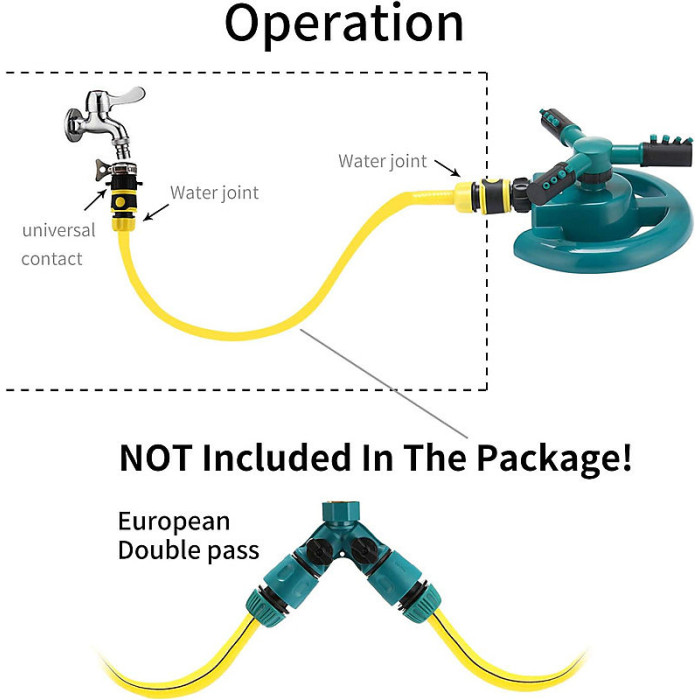 Garden Sprinkler Automatic Lawn Water Sprinkler 360 Degree 3 Arm Rotating Sprinklers System