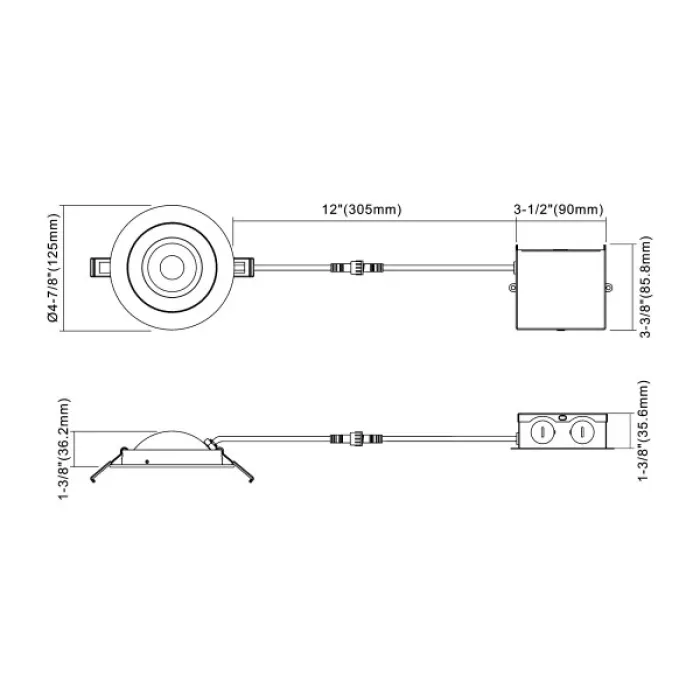 4-inch Black Selectable Canless Floating Gimbal LED Recessed Downlight