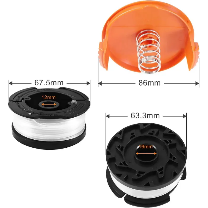 Strimmer Spool for Black and Decker 6 Pieces Strimmer Line Length 30 ft Diameter 0.065 in with Spool Cover and Spring