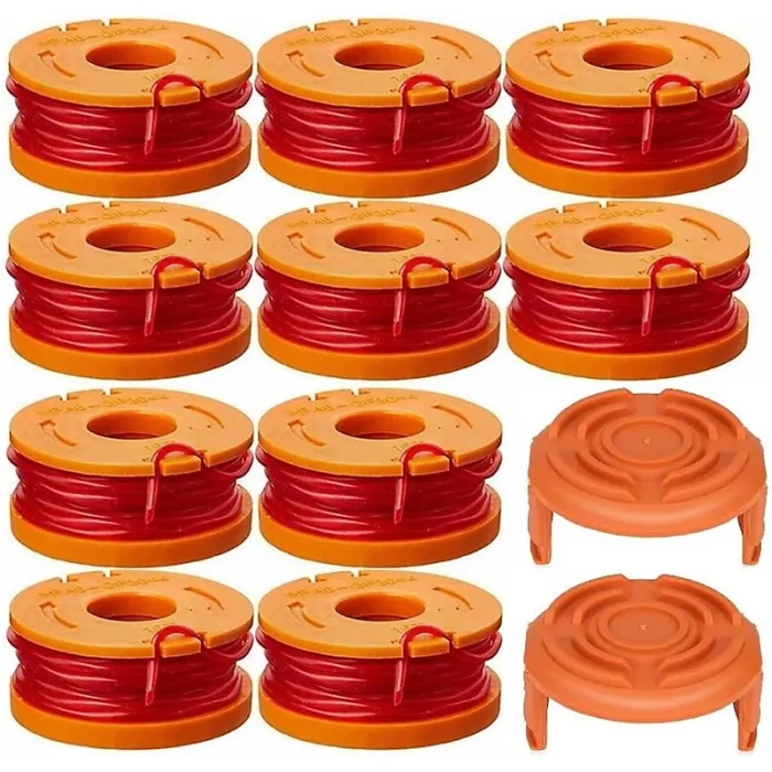 10pcs Strimmer Spool Line for W-orx for W-orx Weed Eater Trimmer WG163 WG180 WG175 WG150 WG160 with 2pcs WA0010 Cover