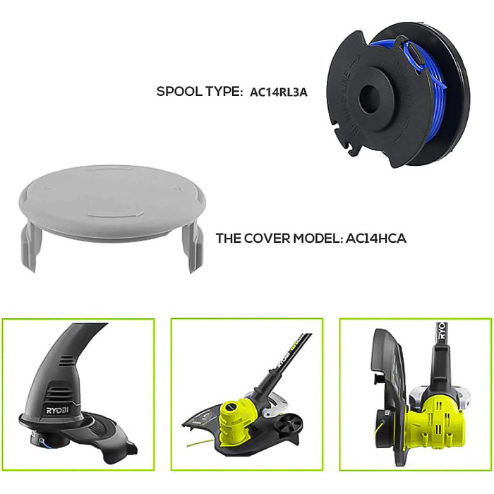 6pcs spool 1 cover lawn mower nylon line trimmer replacement garden accessories ryobi one 18V24V40VRY40204RY40220ZRP2080