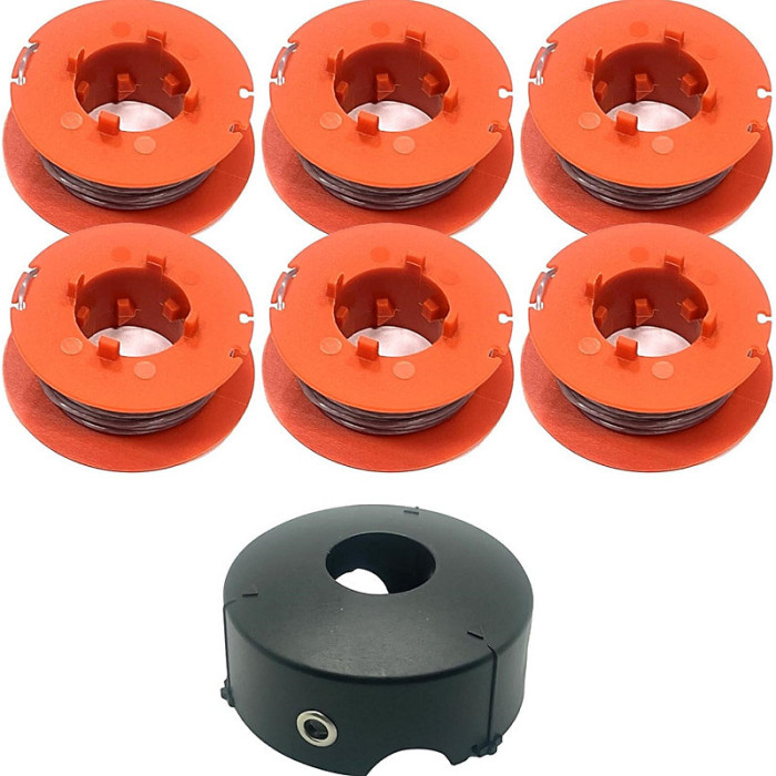6 Spools and 1 Cap Trimmer Replacement Spools for Bosch ART 23 26 30 Combitrim Easytrim 0.063inch 1.6mm 26inch