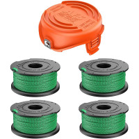 4 Spools and 1 Covers Trimmer Replacement Spools Covers Compatible with the Black and Decker A6486 GL9035 GL8033 GL7033