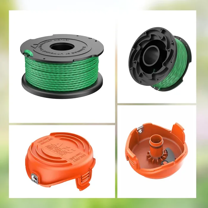 4 Spools and 1 Covers Trimmer Replacement Spools Covers Compatible with the Black and Decker A6486 GL9035 GL8033 GL7033