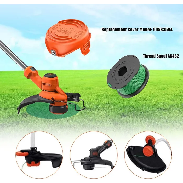 8 Spools and 2 Covers Trimmer Replacement Spools Covers Compatible with the Black and Decker A6486 GL9035 GL8033 GL7033