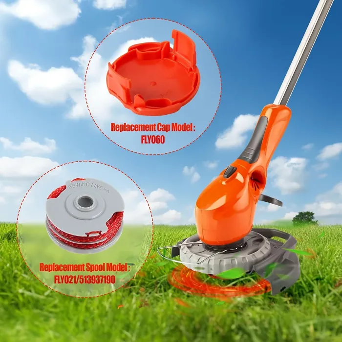 6 Strimmer Spools and 1 FLY060 for Flymo Contour XT Mini Trim Power 1.5mm Dual Auto Feed Spools