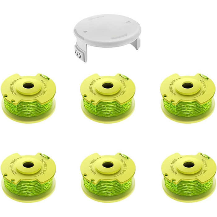 6 Pcs Spool and1covers Strimmer Spool Line for Ryobi One PLUS+ AC80RL3 Cordless Trimmers