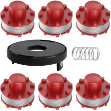 6 Spools 1 Cover 1 Spring Trimmer Spool Replacement for Einhell GE-CT 36 30 LI E SOLO AGILLO 36 255 BL Replacement Spool