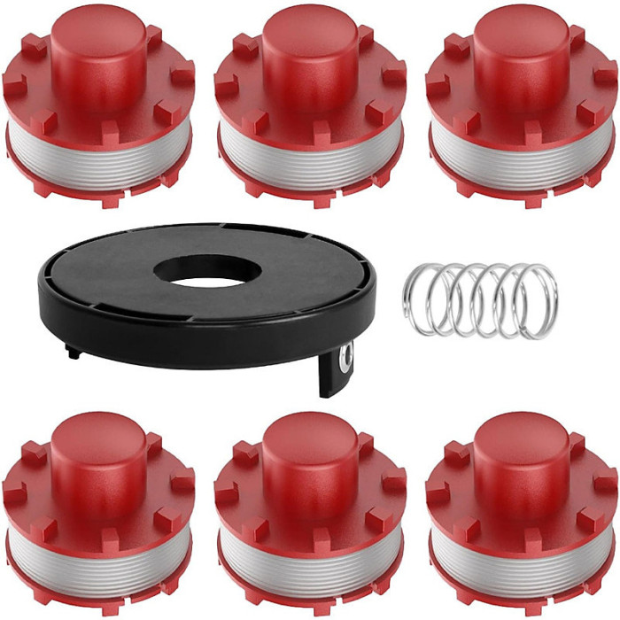 6 Spools 1 Cover 1 Spring Trimmer Spool Replacement for Einhell GE-CT 36 30 LI E SOLO AGILLO 36 255 BL Replacement Spool