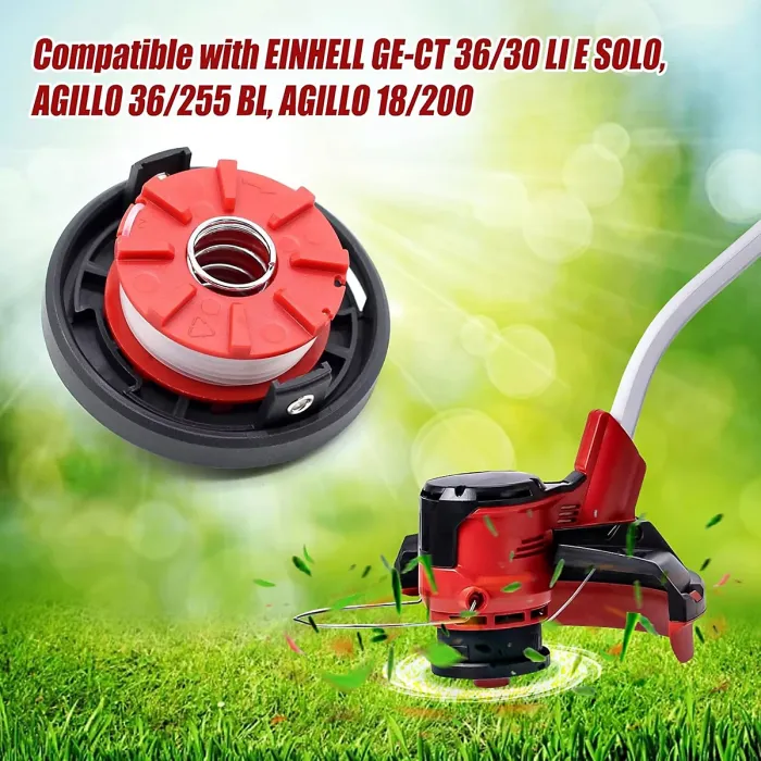 6 Spools 1 Cover 1 Spring Trimmer Spool Replacement for Einhell GE-CT 36 30 LI E SOLO AGILLO 36 255 BL Replacement Spool