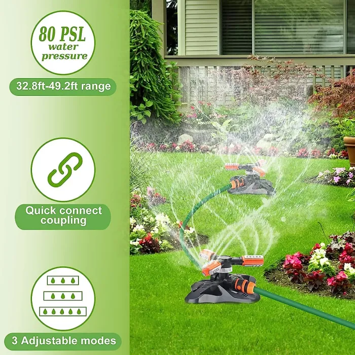 Garden Sprinkler Automatic 360 Degree Rotating Irrigation Grass Water Sprayer System Garden Hose Sprinkler for Yard