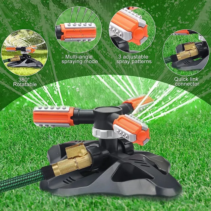 Garden Sprinkler Automatic 360 Degree Rotating Irrigation Grass Water Sprayer System Garden Hose Sprinkler for Yard