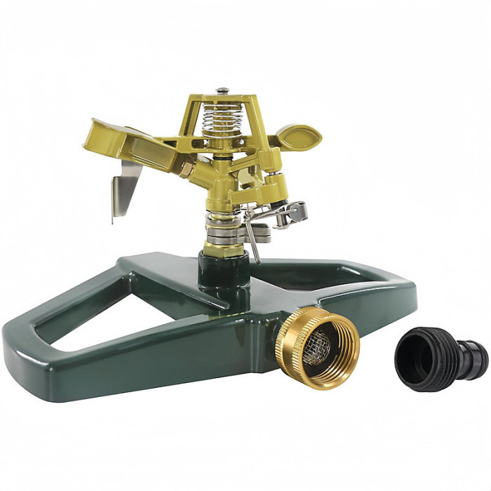 Impact Sprinklers for Yard with Metal Base Heavy Duty Zinc Alloy Water Sprinkler for Lawn Automatic 360 degree Roating