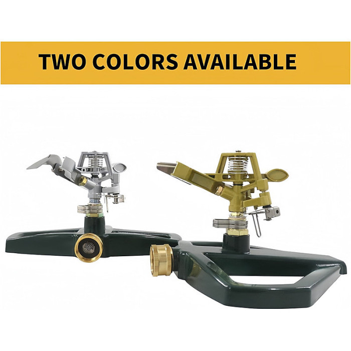 Impact Sprinklers for Yard with Metal Base Heavy Duty Zinc Alloy Water Sprinkler for Lawn Automatic 360 degree Roating