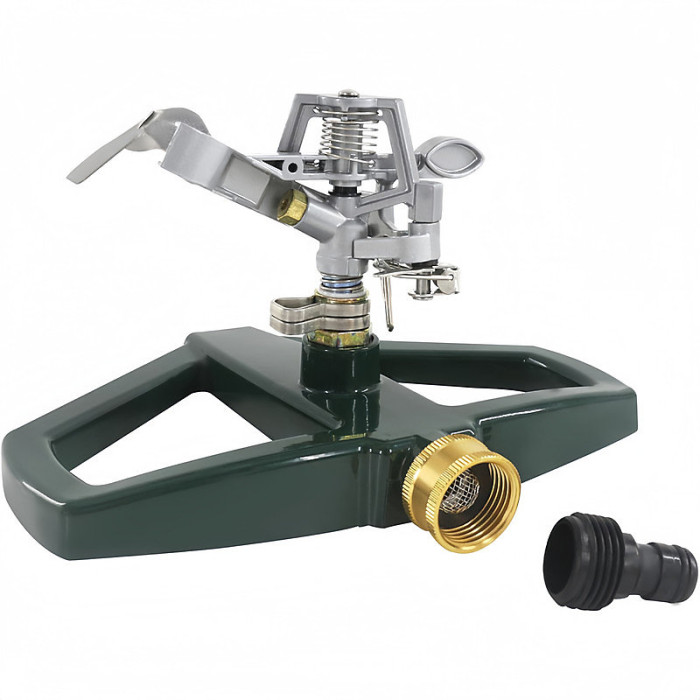 Impact Sprinklers for Yard with Metal Base Heavy Duty Zinc Alloy Water Sprinkler for Lawn Automatic 360 degree Roating