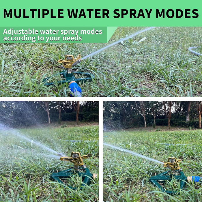 Impact Sprinklers for Yard with Metal Base Heavy Duty Zinc Alloy Water Sprinkler for Lawn Automatic 360 degree Roating