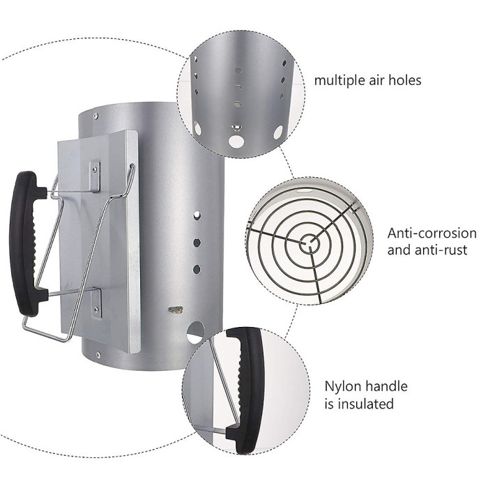 Chimney Starter Rapidfire Starter Large 27cm tall Compact Fire Starter with Two Handles Barbecues