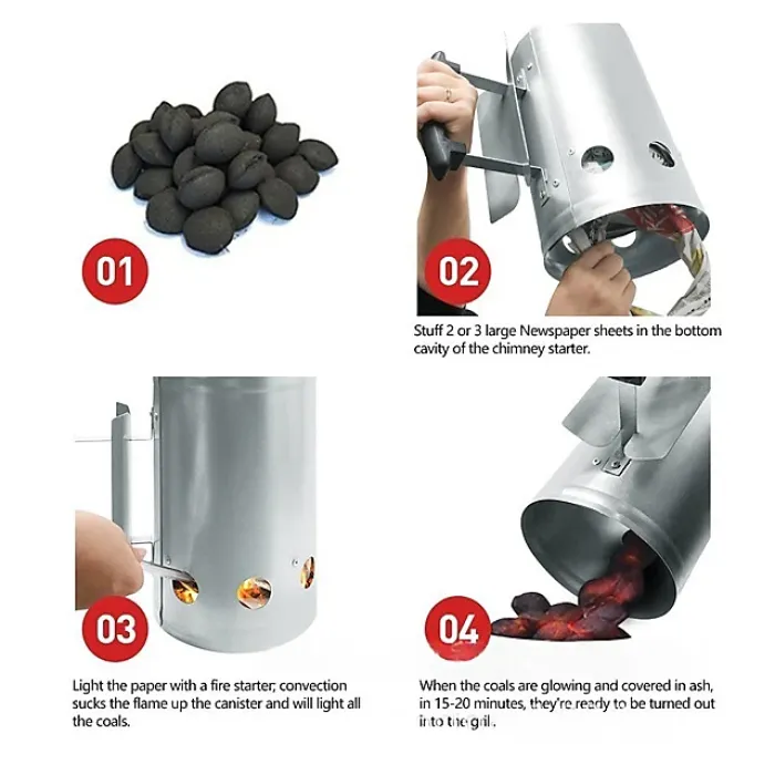 Chimney starter Charcoal lighter Chimney starter diameter 17 cm and height 27 cm Quick charcoal starter