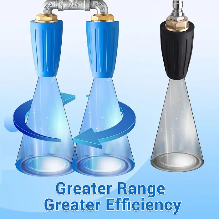 Dual Turbo Nozzle Pressure Washer 360 degree Rotating Turbo Nozzle with 1 4 Quick Connector Orifice Twin Turbo Nozzle