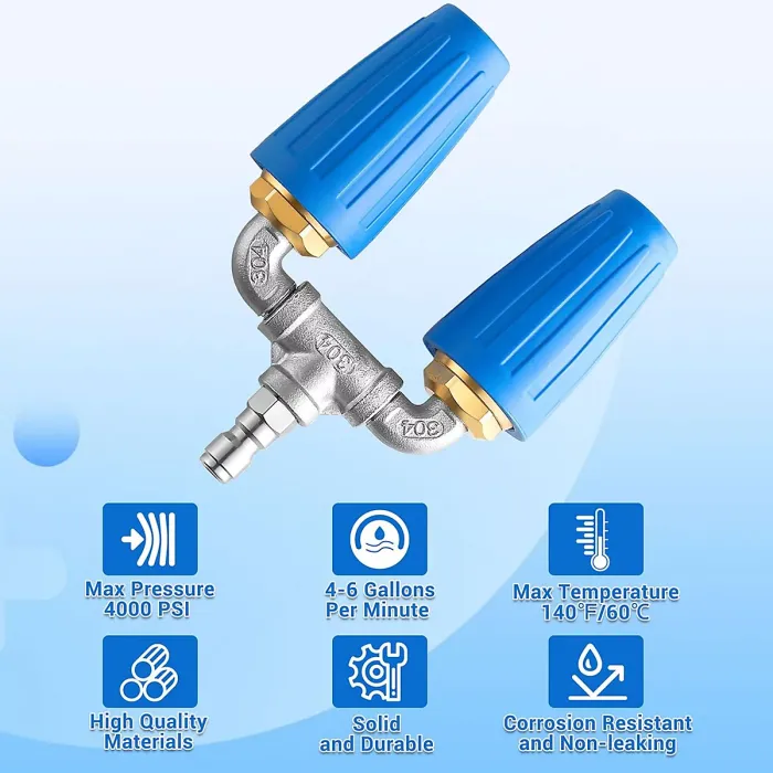 Dual Turbo Nozzle Pressure Washer 360 degree Rotating Turbo Nozzle with 1 4 Quick Connector Orifice Twin Turbo Nozzle