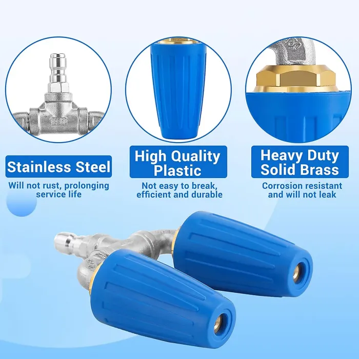 Dual Turbo Nozzle Pressure Washer 360 degree Rotating Turbo Nozzle with 1 4 Quick Connector Orifice Twin Turbo Nozzle