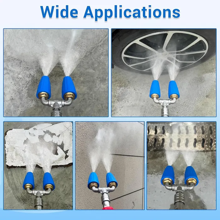 Dual Turbo Nozzle Pressure Washer 360 degree Rotating Turbo Nozzle with 1 4 Quick Connector Orifice Twin Turbo Nozzle
