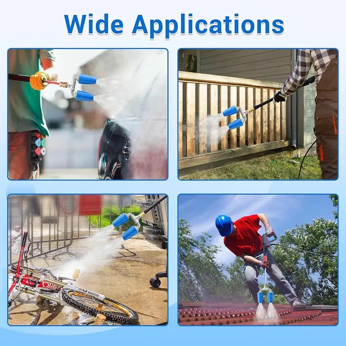 Dual Turbo Nozzle Pressure Washer 360 degree Rotating Turbo Nozzle with 1 4 Quick Connector Orifice Twin Turbo Nozzle
