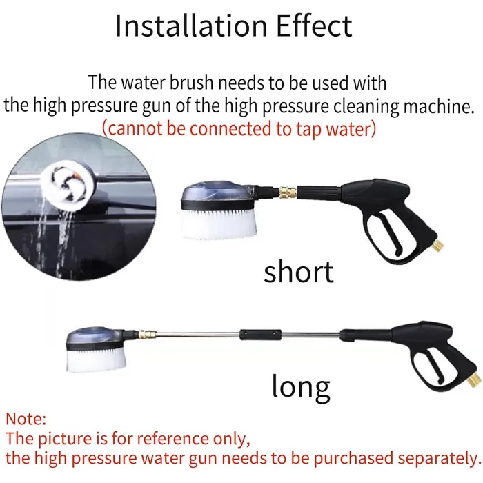 Rotary Wash Brush 360 Degrees Fan Shaped Power Washer Attachment for High Pressure Water Gun with 1 4 Quick Connector