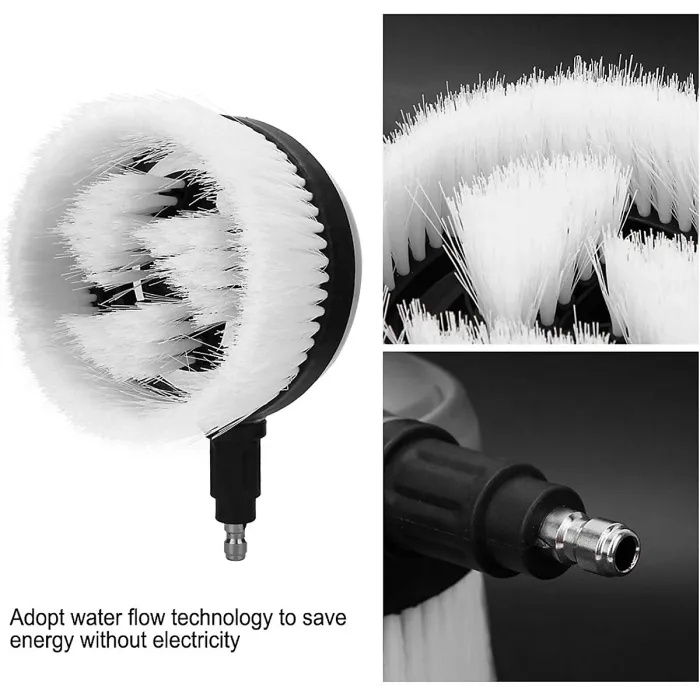 Rotary Wash Brush 360 Degrees Fan Shaped Power Washer Attachment for High Pressure Water Gun with 1 4 Quick Connector