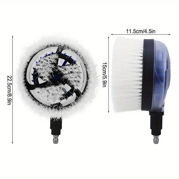Rotary Wash Brush 360 Degrees Fan Shaped Power Washer Attachment for High Pressure Water Gun with 1 4 Quick Connector