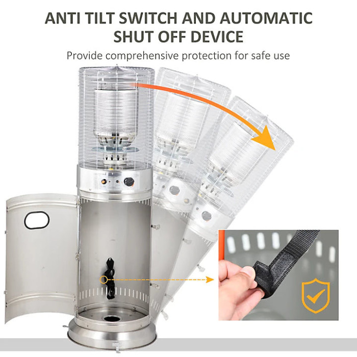 Outdoor Gas Patio Warmth 10KW Freestanding Bullet Style Warmth