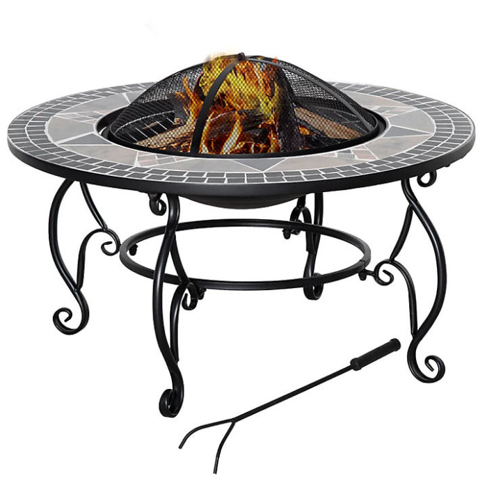 3-in-1 Outdoor Pit, BBQ Grill & Table - Mosaic Bowl