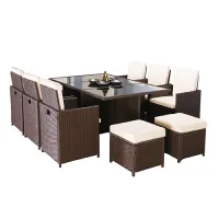 Ralph Cube Rattan Garden Furniture Set 10 Seater (Brown)