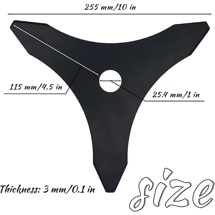 3 Tooth Blade, Bramble Brush Cutter Blade, Universal Brush Cutter Blade, Brush Cutter Disc Blades, 25.4 X 255 Mm