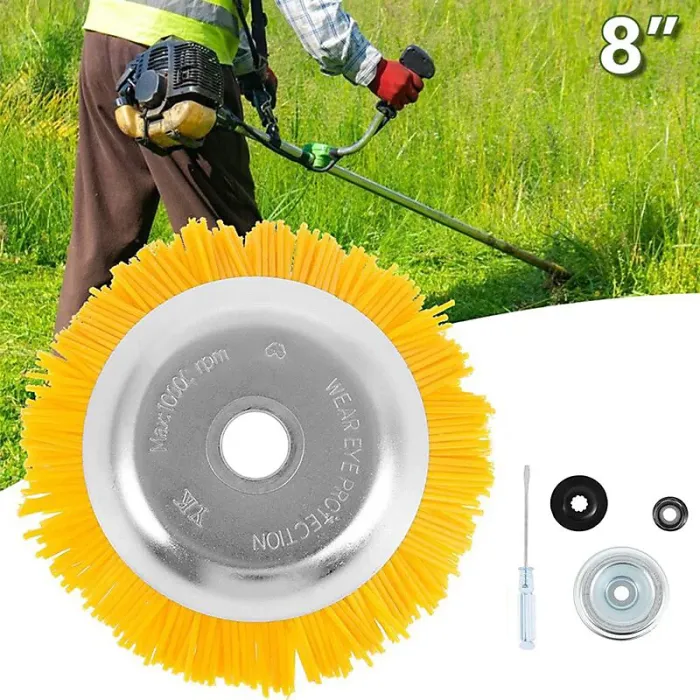 Nylon Weed Brush Universal Round Brush For Strimmer Durable Garden Tools 200Mm X 25.4Mm