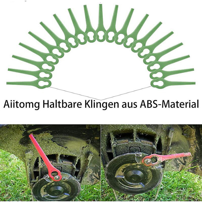 100Pcs Replacement Blades For Grass Trimmer, Plastic Cutting Blades, Edger Blade For Garden And Lawn Edger, Green Color