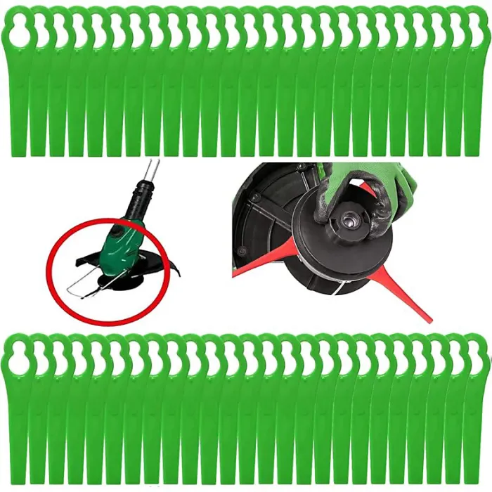 100Pcs Replacement Blades For Grass Trimmer, Plastic Cutting Blades, Edger Blade For Garden And Lawn Edger, Green Color