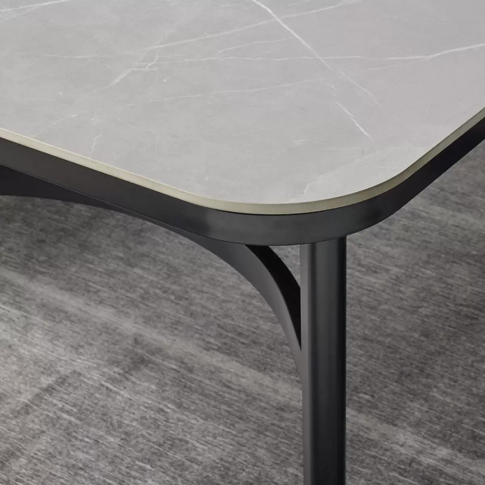 Agio Formia 7 Piece Outdoor Dining Set, Sintered Stone Table, Swivel Rocker Chairs, Sunbrella Cushions, Cover Included