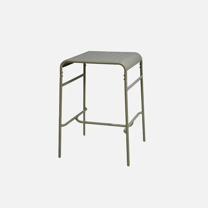 sweeek. 2-seater metal high garden table Amelia 70cm Khaki Green 70x70x95 cm
