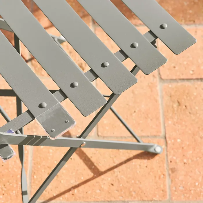 sweeek - Folding metal bistro garden table with 2 chairs Emilia Khaki Green 60x60x71 cm